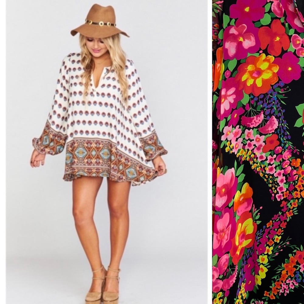 Show Me Your Mumu Jamie Long Sleeves Tunic Dress Floral Size S Wedding NightOut